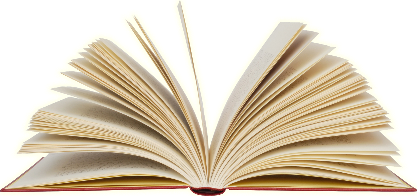 an open book on a white background