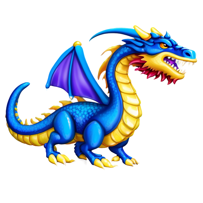 a blue dragon with yellow wings