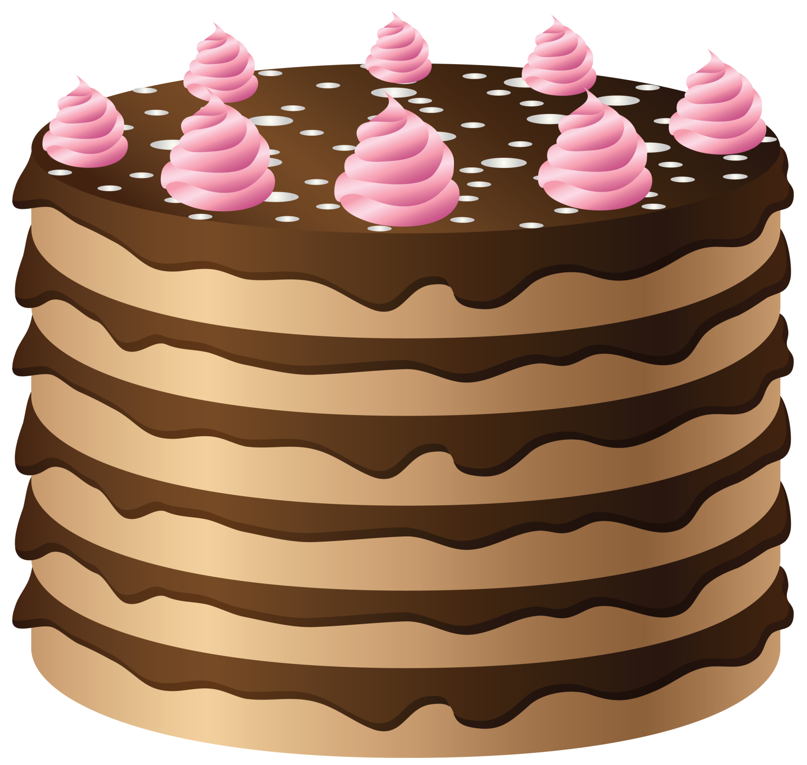 a chocolate cake with pink frosting on top