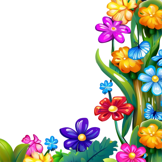 a flower border with butterflies and flowers