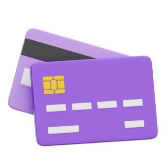 a purple and white credit card