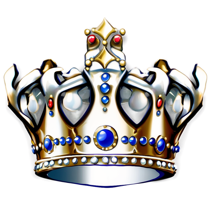 a gold crown with blue and red gems