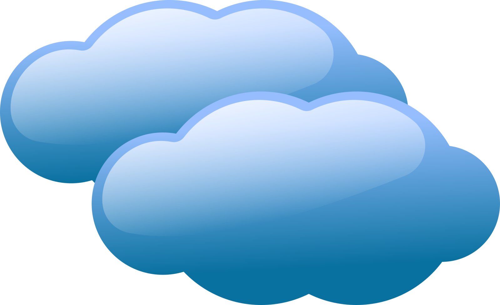 three blue clouds on a white background