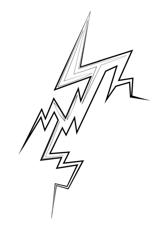 a lightning bolt drawing on a white background