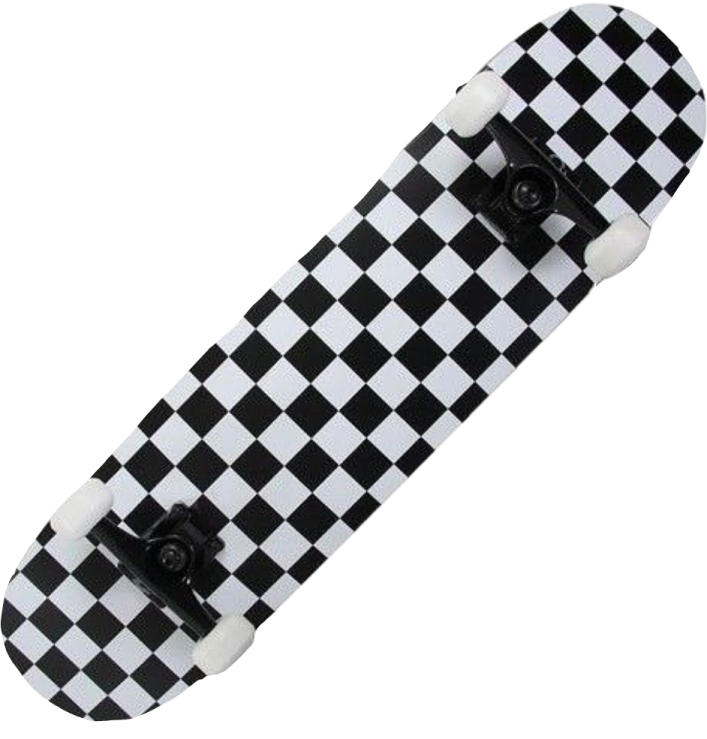 a skateboard with black and white squares on it