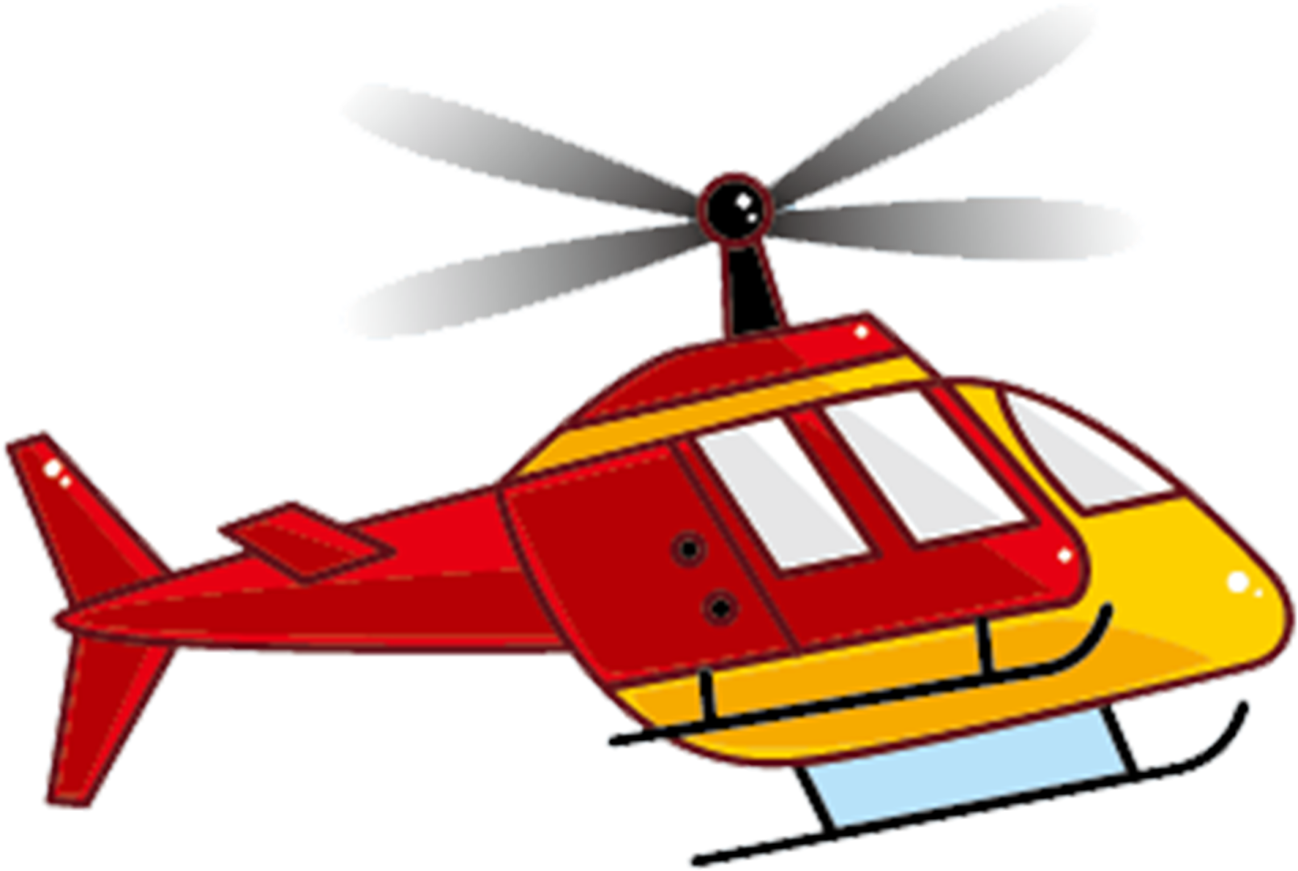 a red and yellow helicopter on a white background