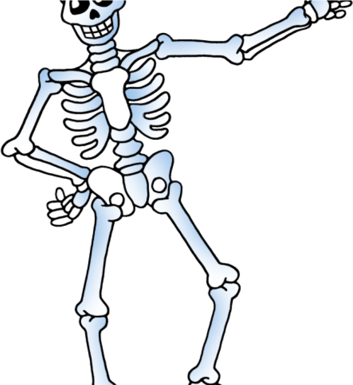 a skeleton pointing at something