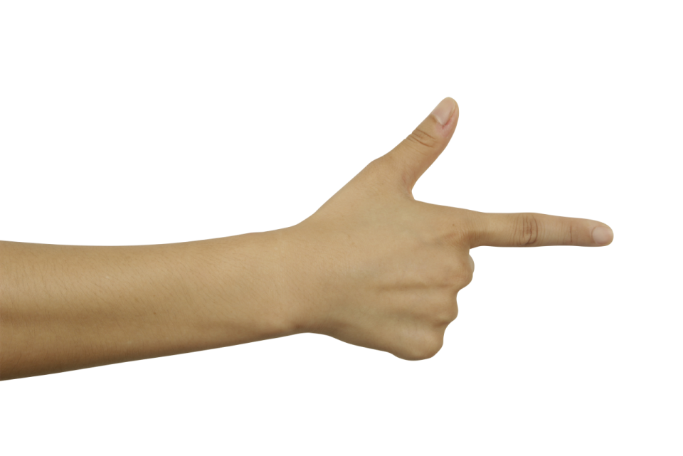 a person's hand is pointing at something