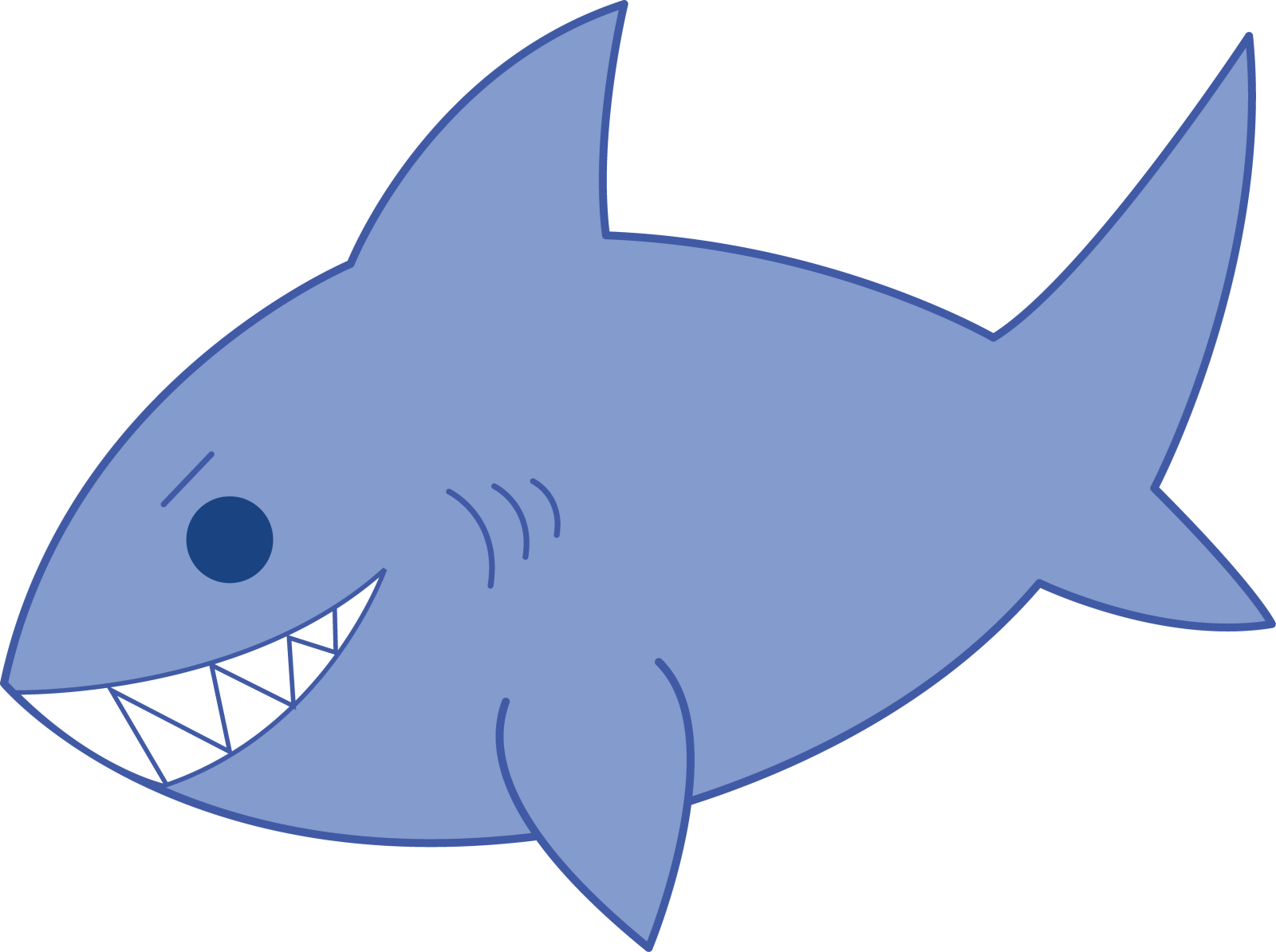 a cartoon shark with its mouth open