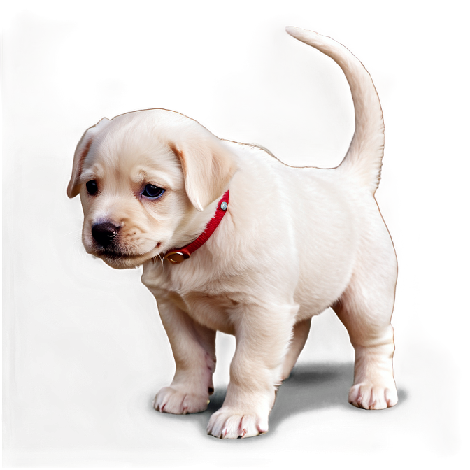 a small white dog with a red collar