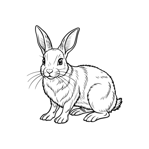 a black and white drawing of a rabbit