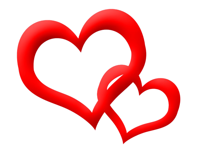 two red hearts on a white background