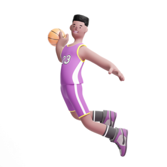 a man in a purple uniform is playing basketball