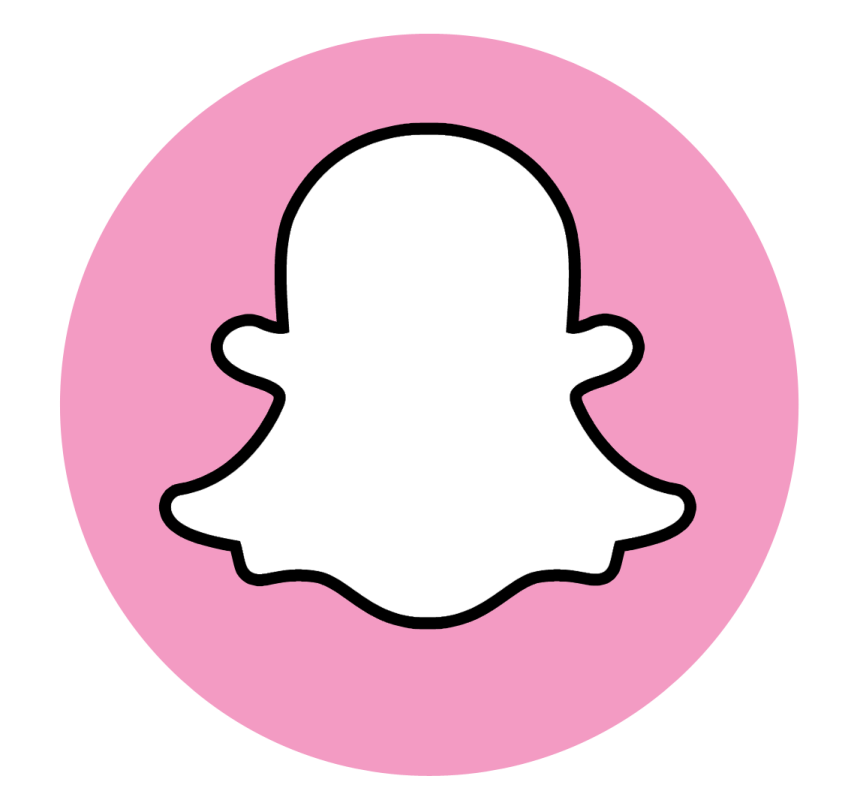 a pink circle with a black outline of a face