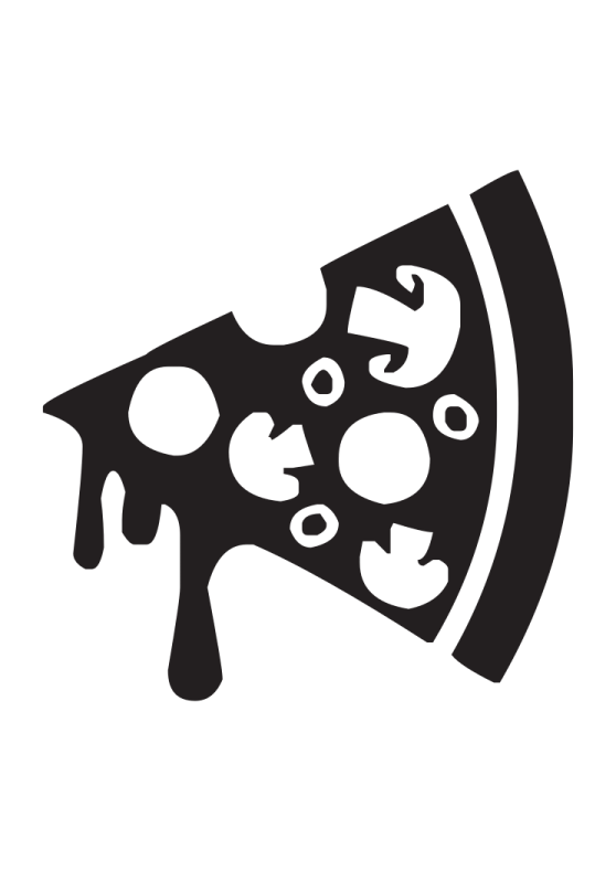 a black and white image of a slice of pizza