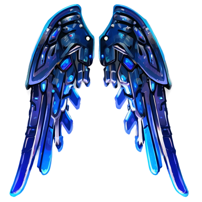 a pair of blue wings on a white background