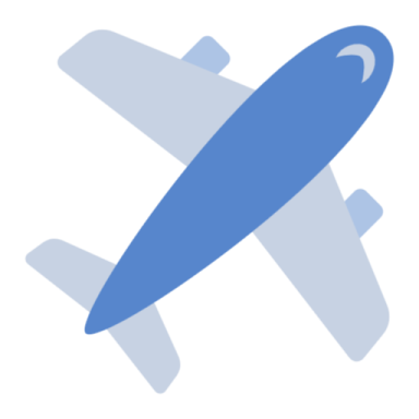 a blue airplane flying in the sky
