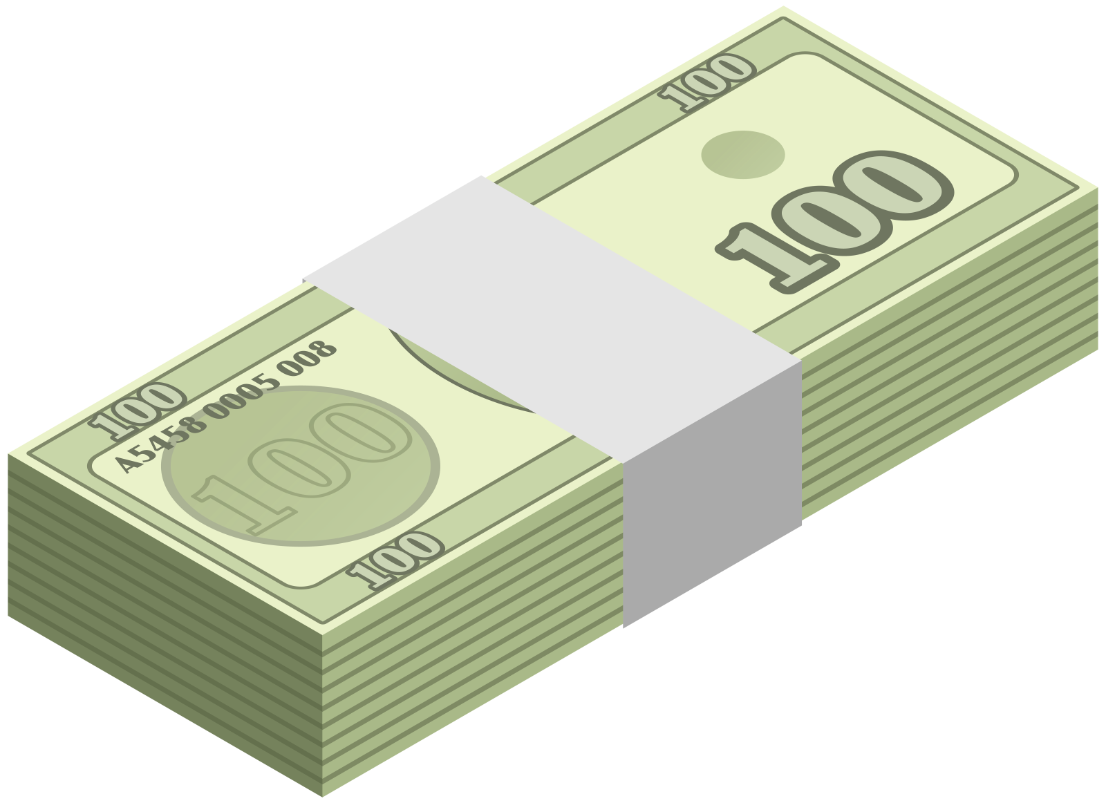 a stack of money on a white background