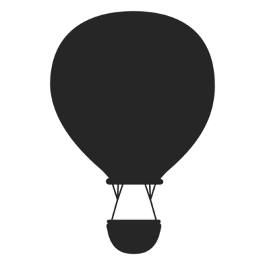 a black and white silhouette of a hot air balloon