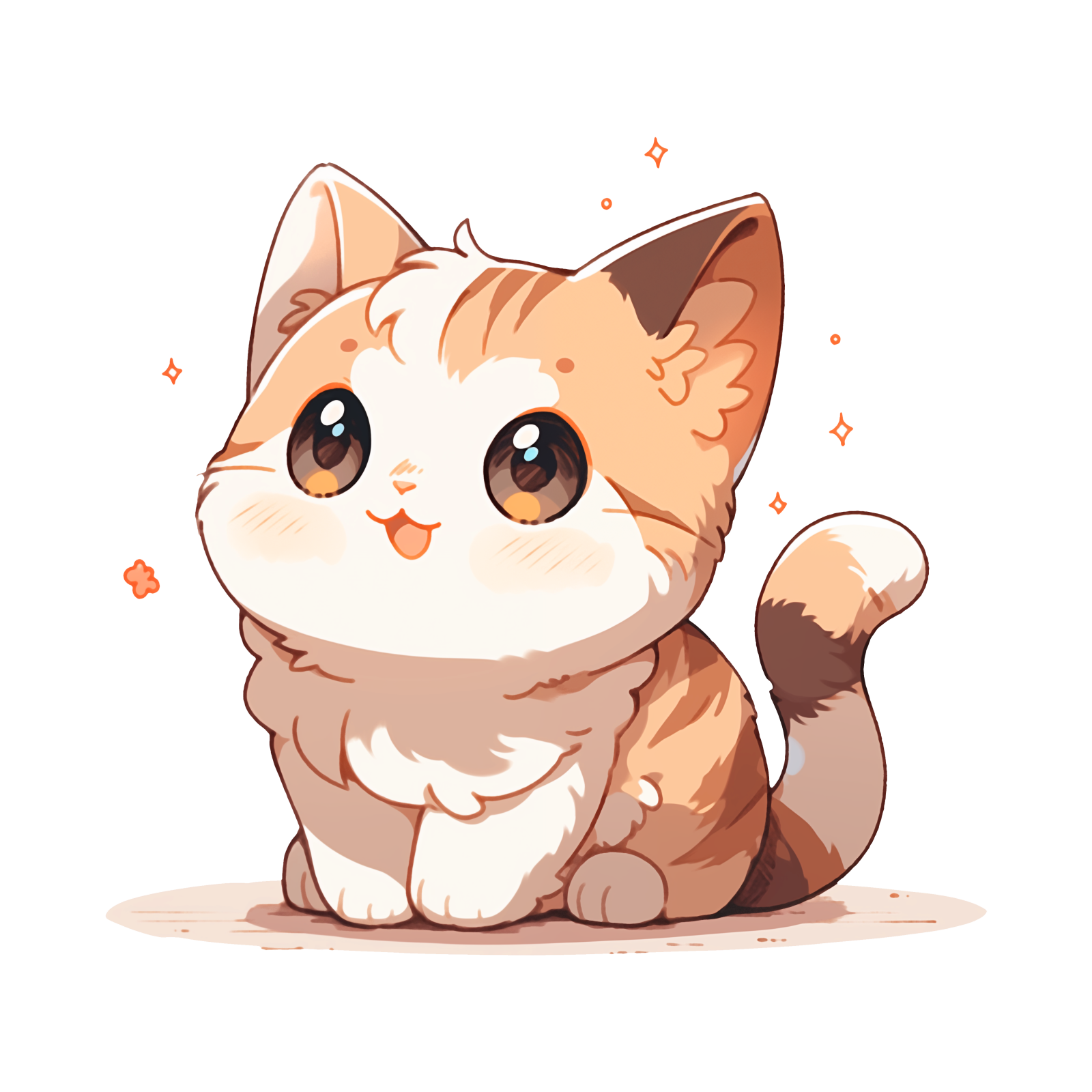 a cartoon cat sitting on the ground