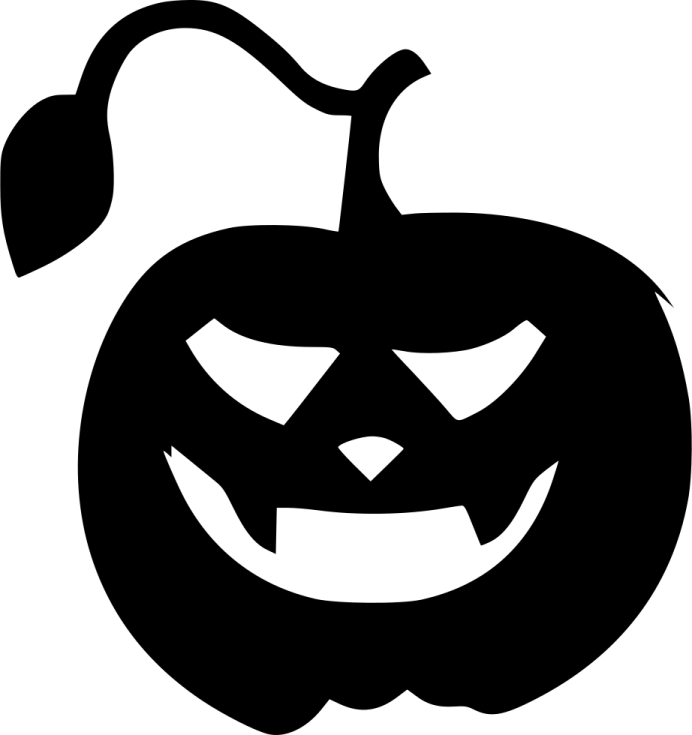 a black and white image of a halloween pumpkin