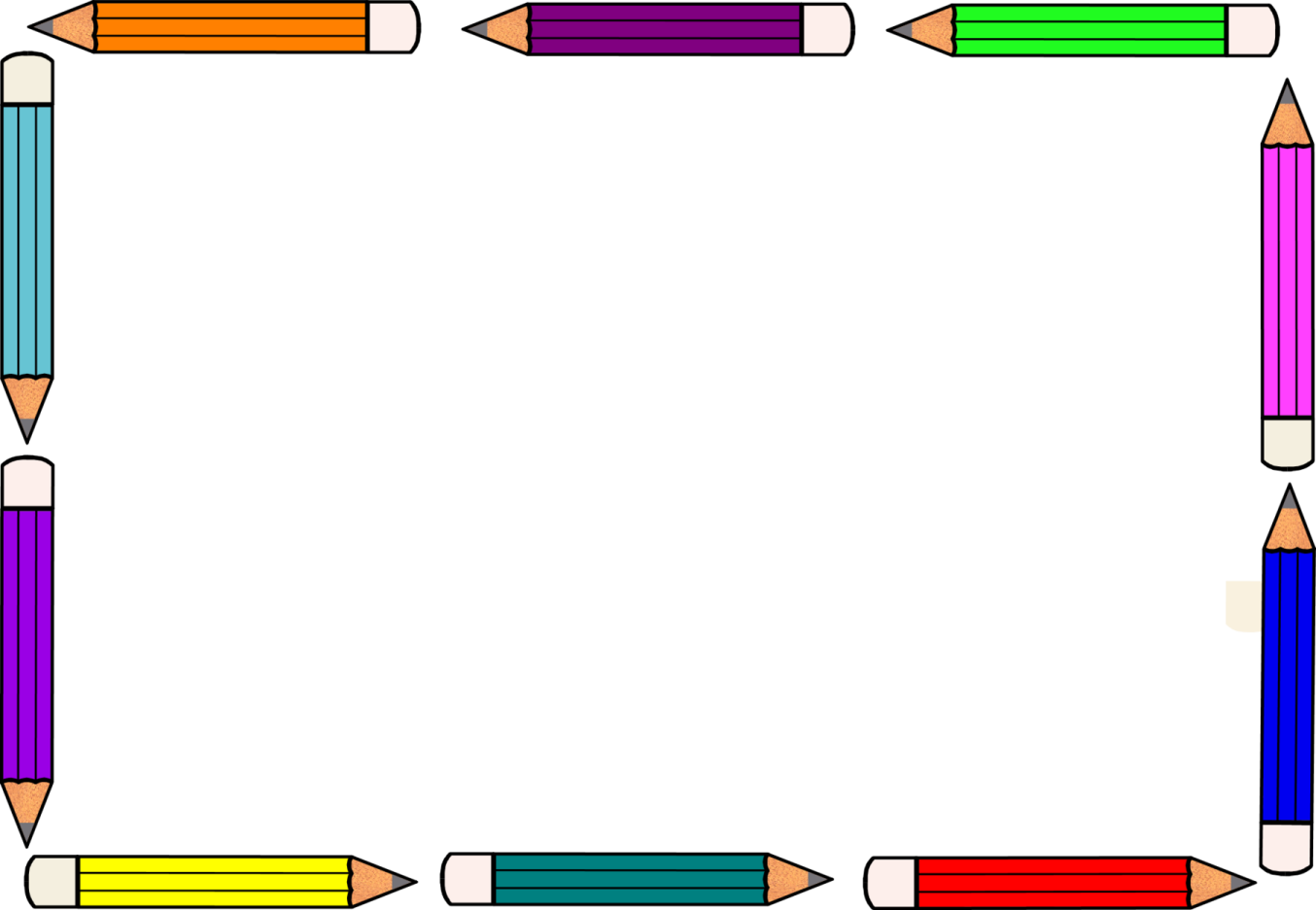 a square frame with colored pencils