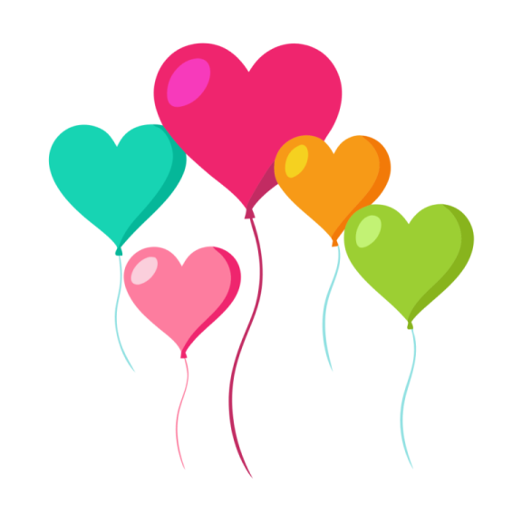 a bunch of heart shaped balloons