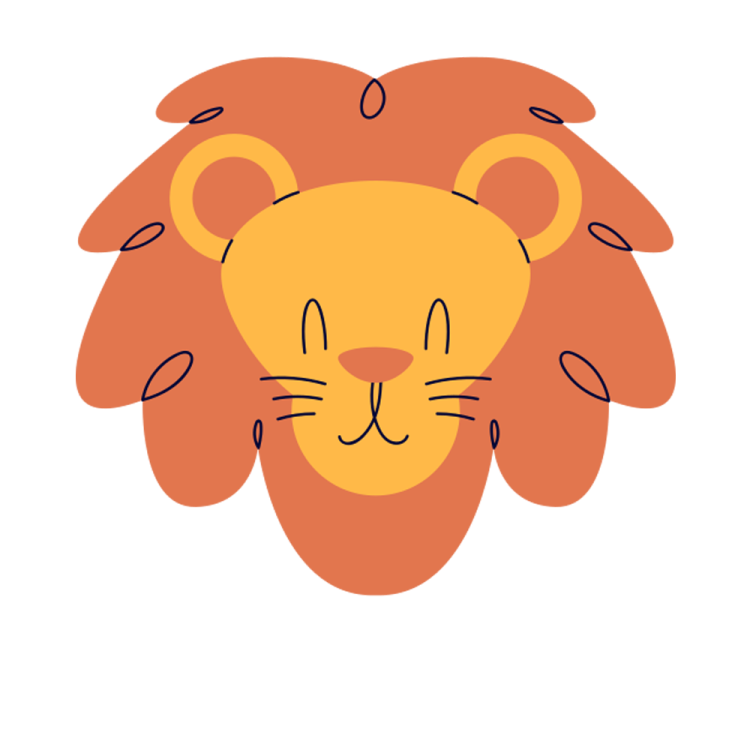 a lion's head with its eyes closed