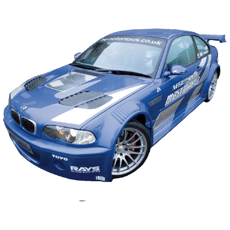 an image of a blue car with the hood open