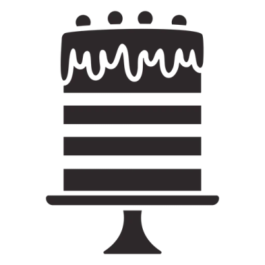 a black and white cake icon