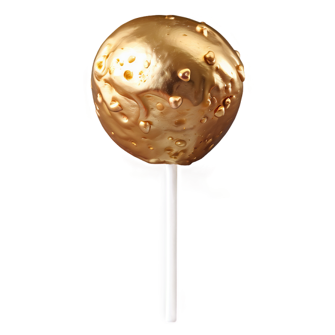 a gold cake pops on a white background