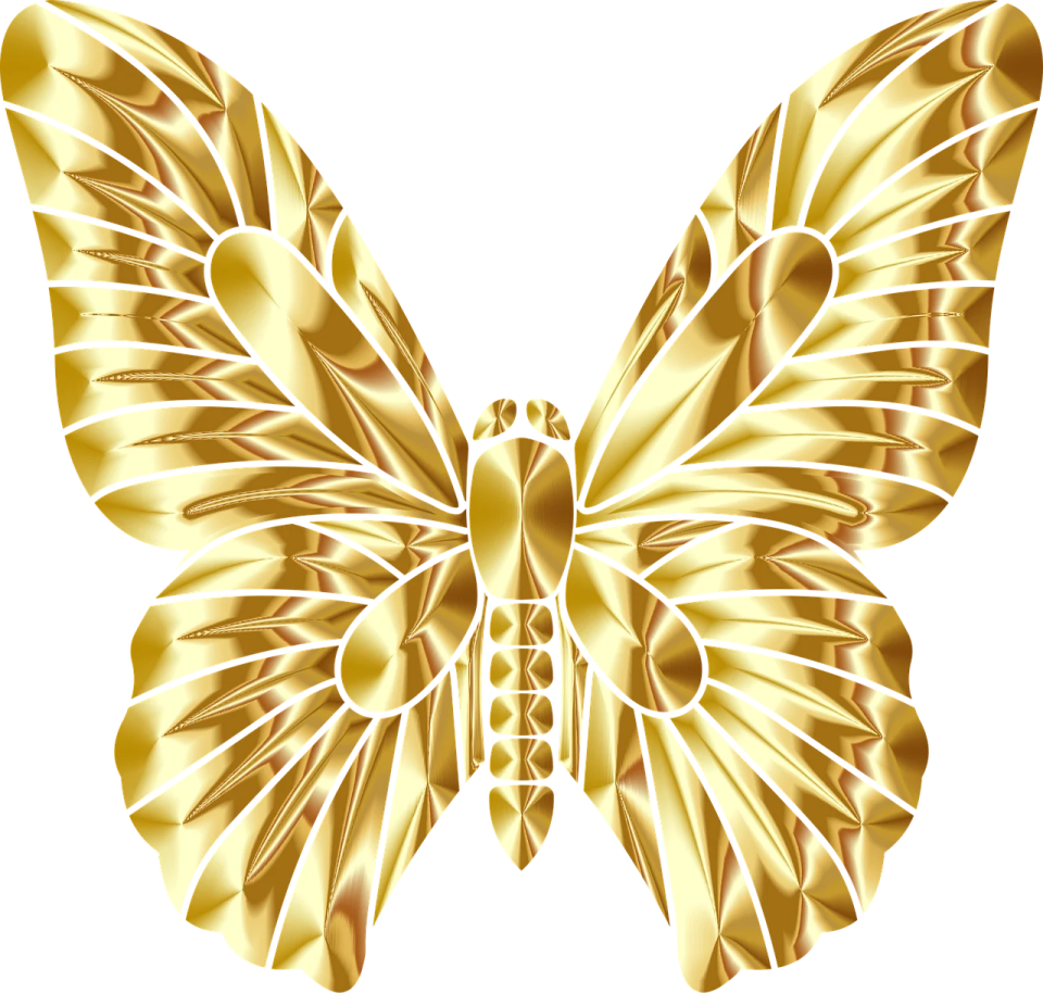 a gold butterfly on a white background