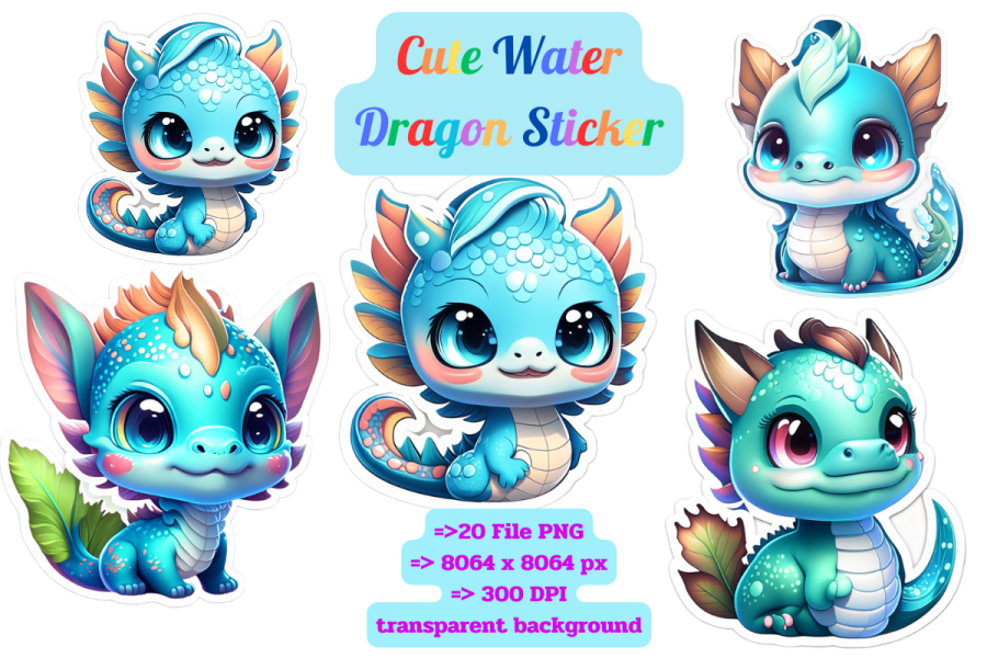 cute water dragon stickers