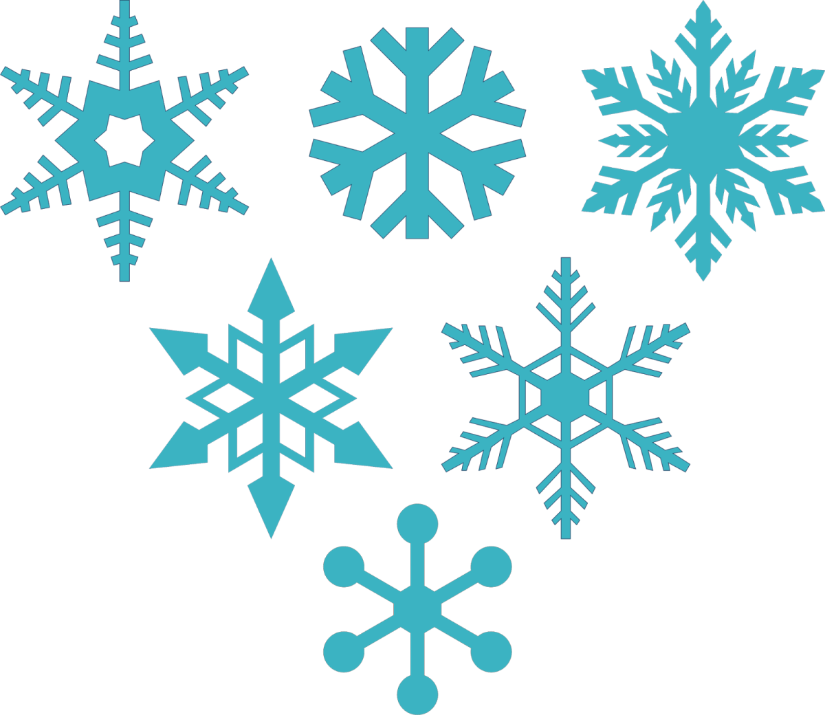 a set of four blue snowfls