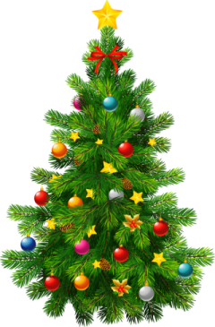 a christmas tree with ornaments and decorations