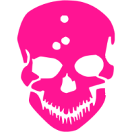 a pink skull on a white background