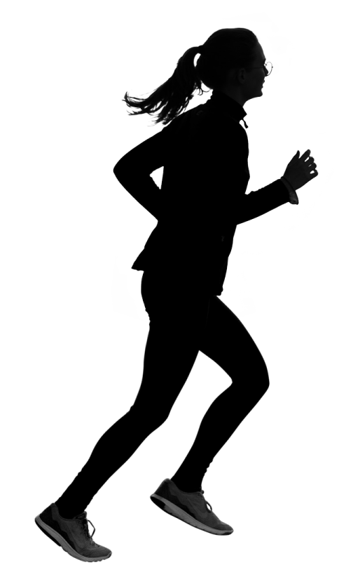 a silhouette of a woman running