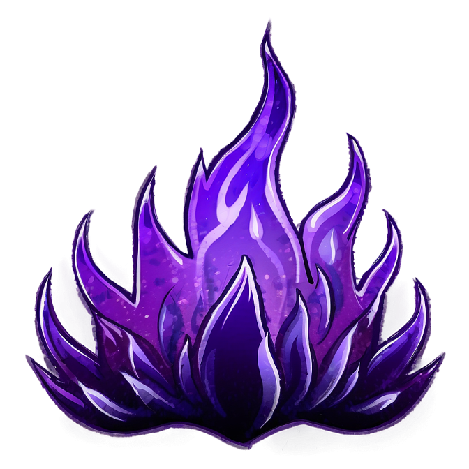 a purple flame on a white background
