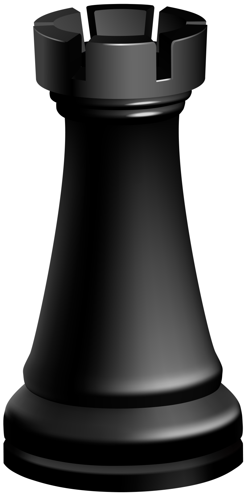 a black chess piece on a white background