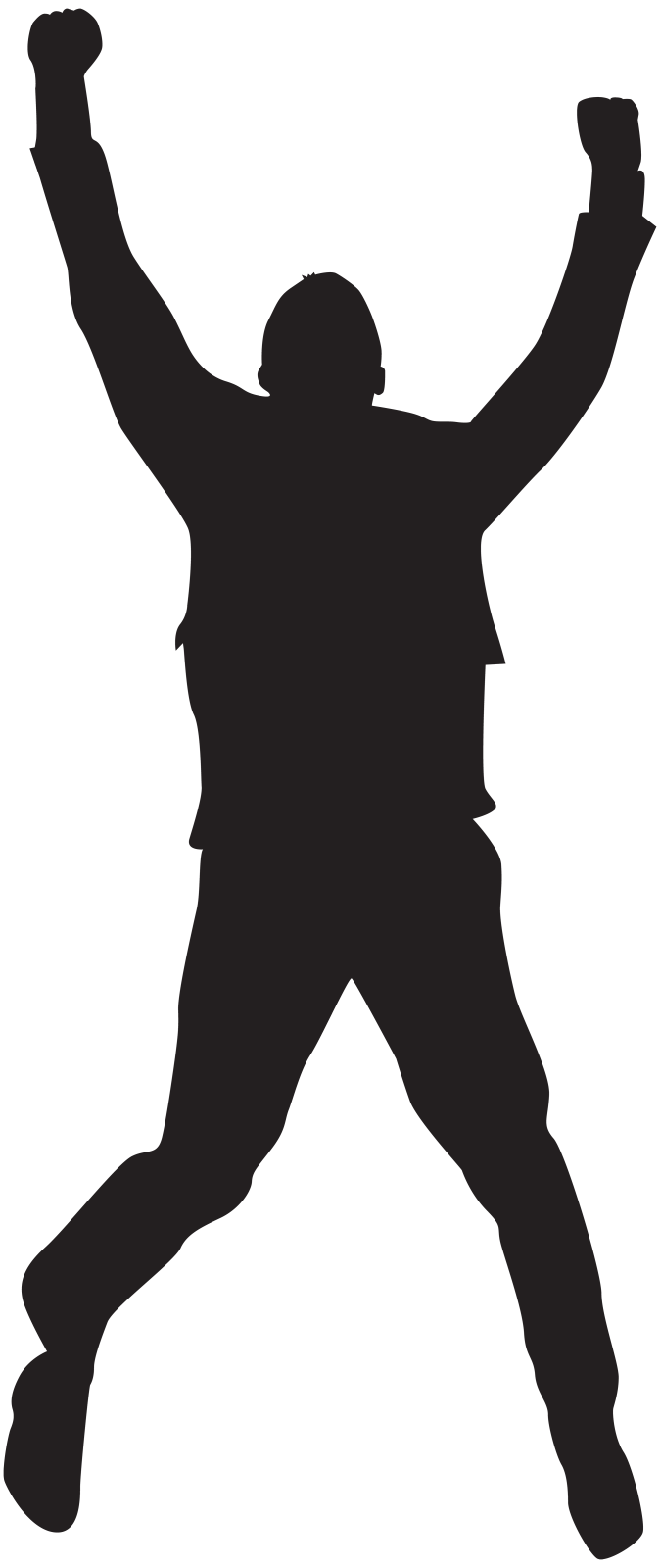 a silhouette of a man jumping in the air