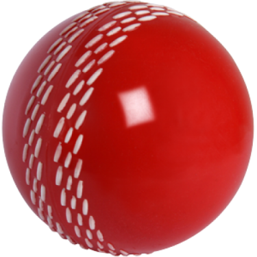 a red cricket ball on a white background