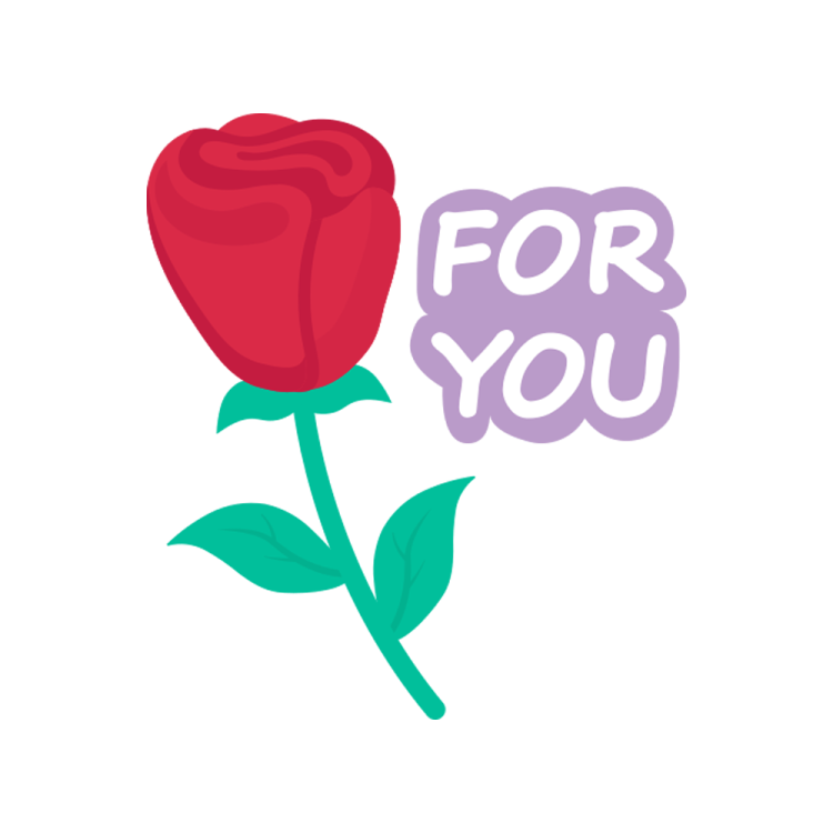 a red rose with the words for you on it