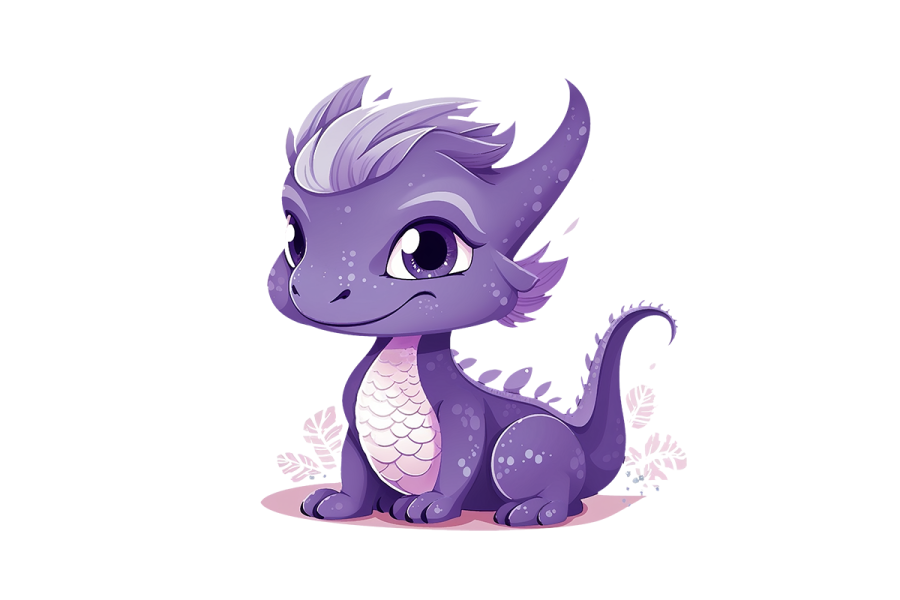 a cute little dragon sitting on the ground