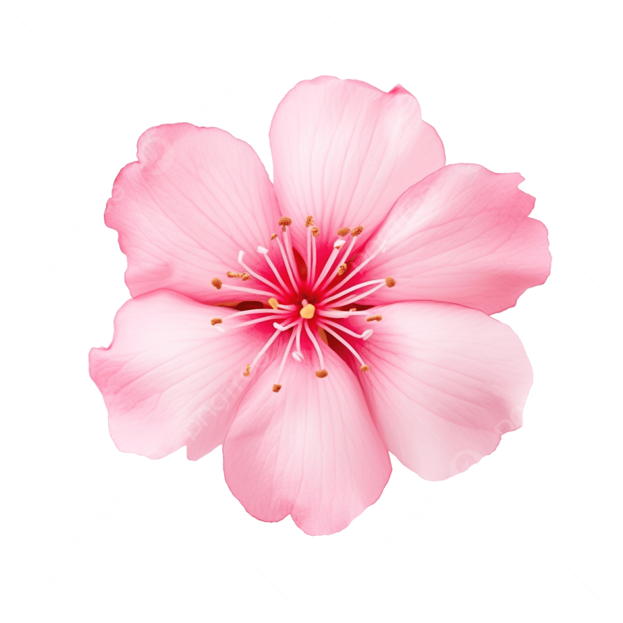 a pink flower on a white background