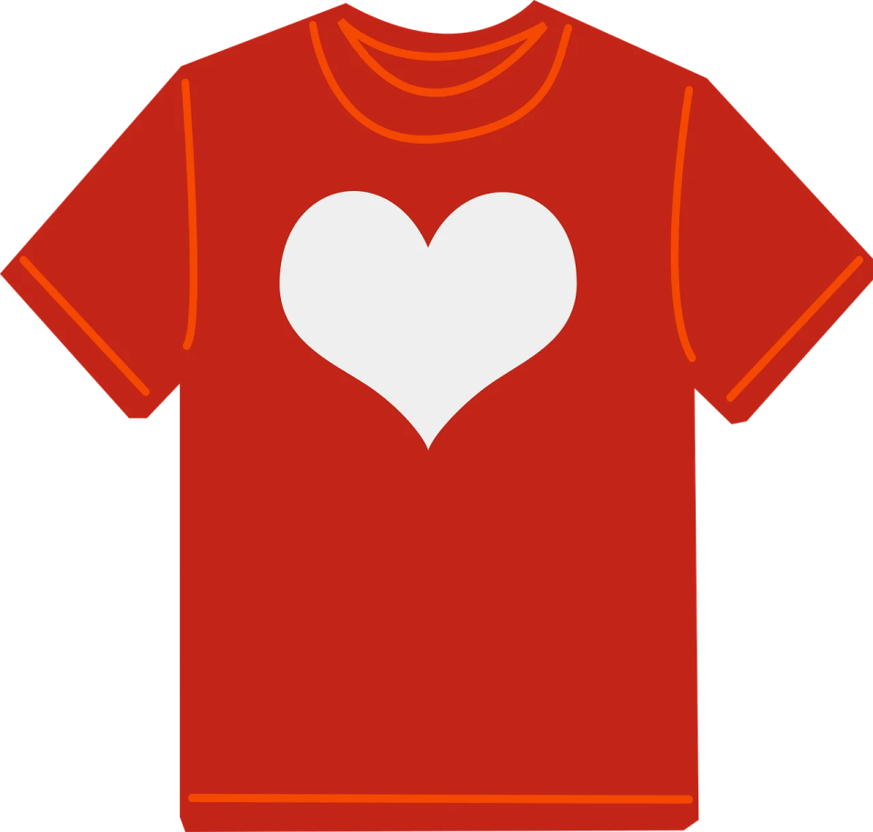 a red t - shirt with a white heart