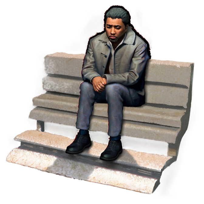 a man sitting on a bench