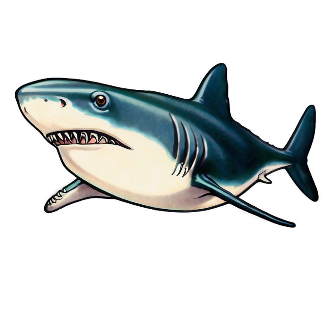 a drawing of a shark with its mouth open