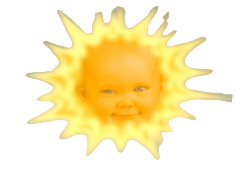 a yellow sun with the face of a baby