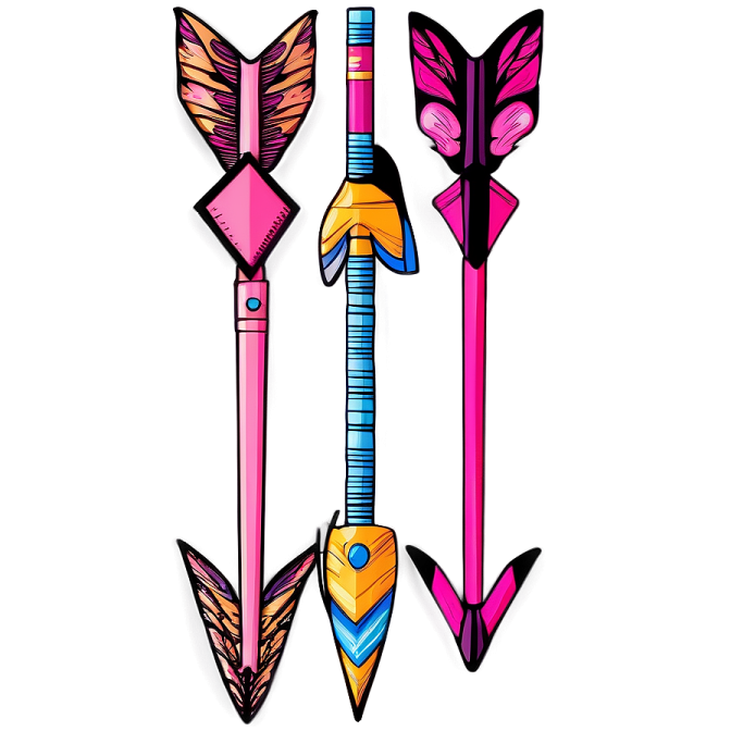three different colored arrows on a white background