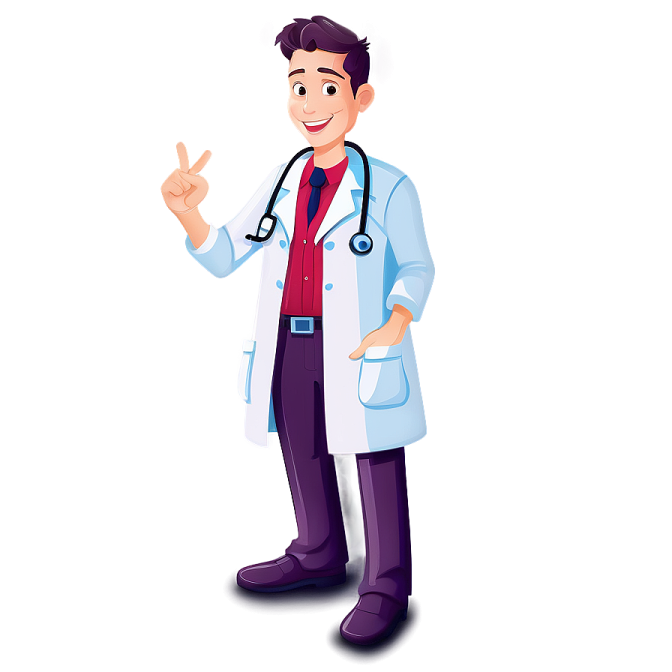 a cartoon character of a doctor with a stel